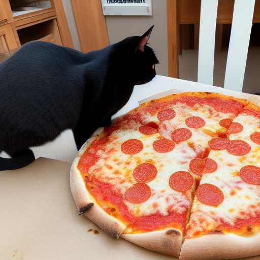 Cat with pizza